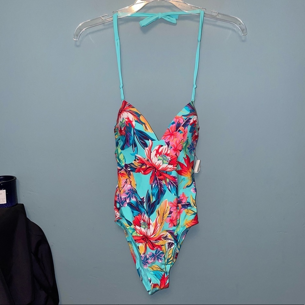 KikiRio Juno Halter One Piece in Cerulean Tropic Size XS
